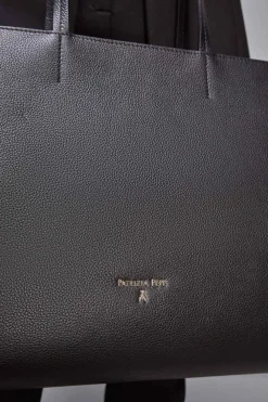 Borsa shopping in pelle con zip