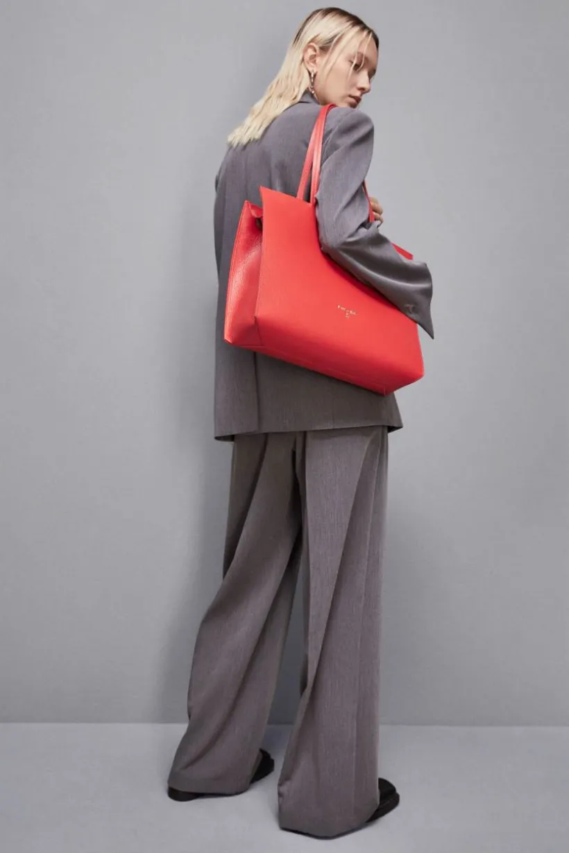 Borsa shopping in pelle con zip