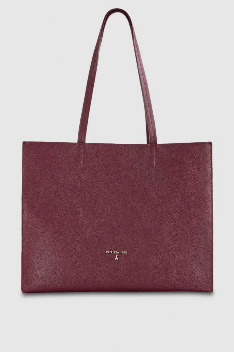 Borsa shopping in pelle martellata