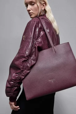 Borsa shopping in pelle martellata