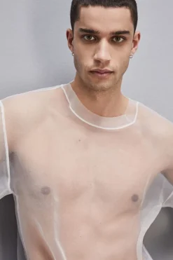 Boxy T-shirt manica corta con bordo taglio vivo