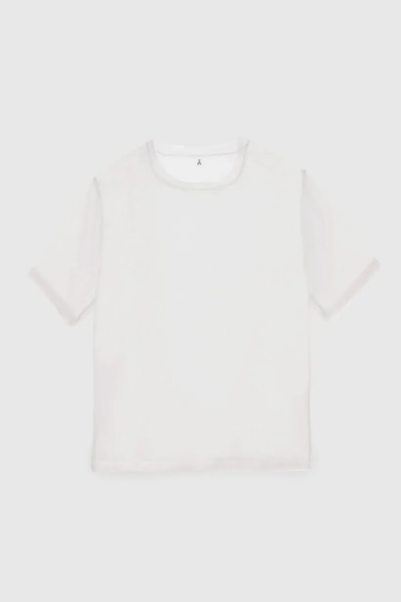 Boxy T-shirt manica corta con bordo taglio vivo