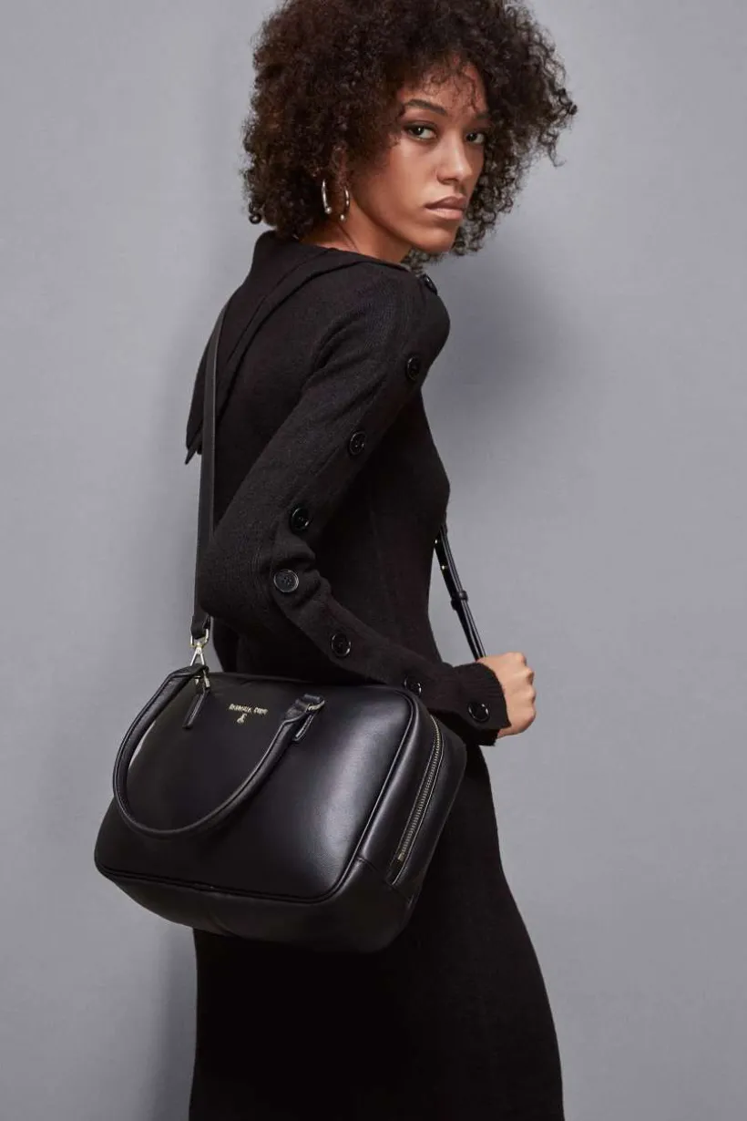Camera case a tracolla con zip in pelle