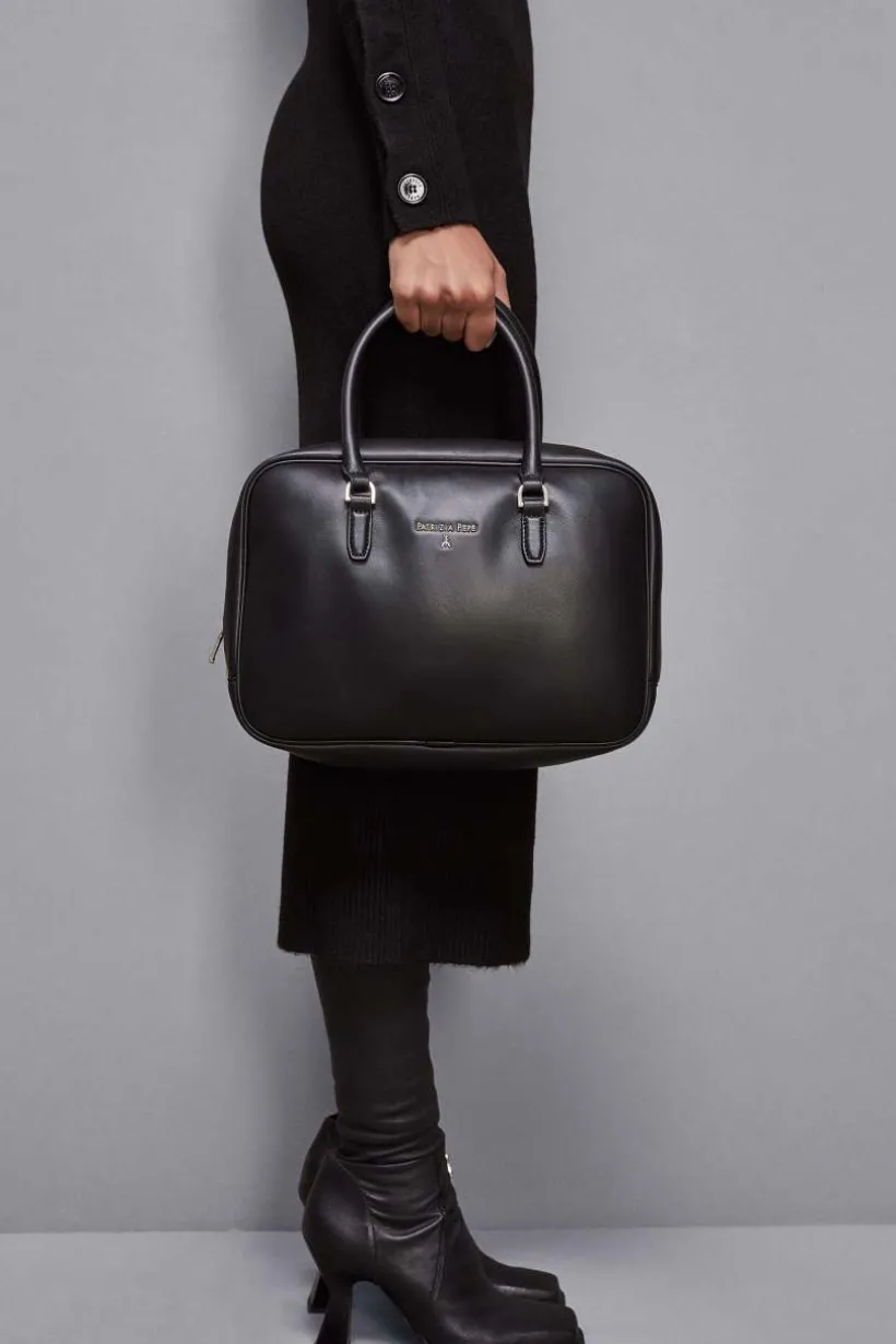 Camera case a tracolla con zip in pelle
