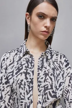 Camicia a maniche lunghe in georgette