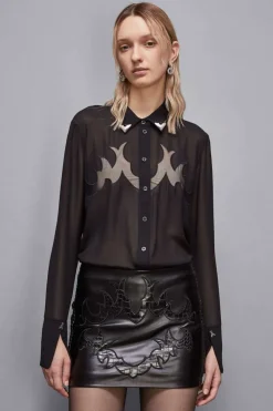 Camicia con ricamo cowgirl