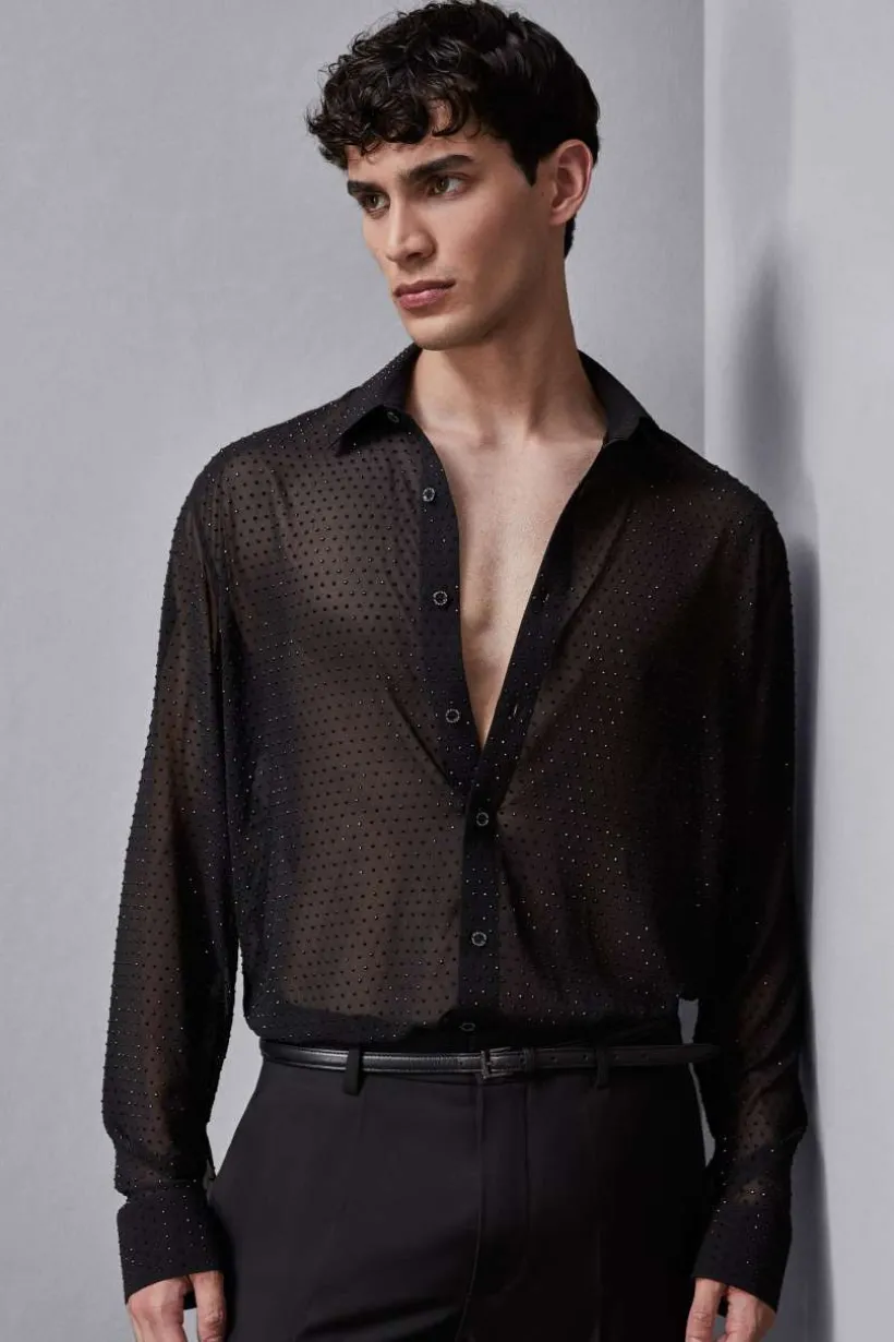 Camicia in voile con strass