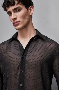 Camicia in voile con strass