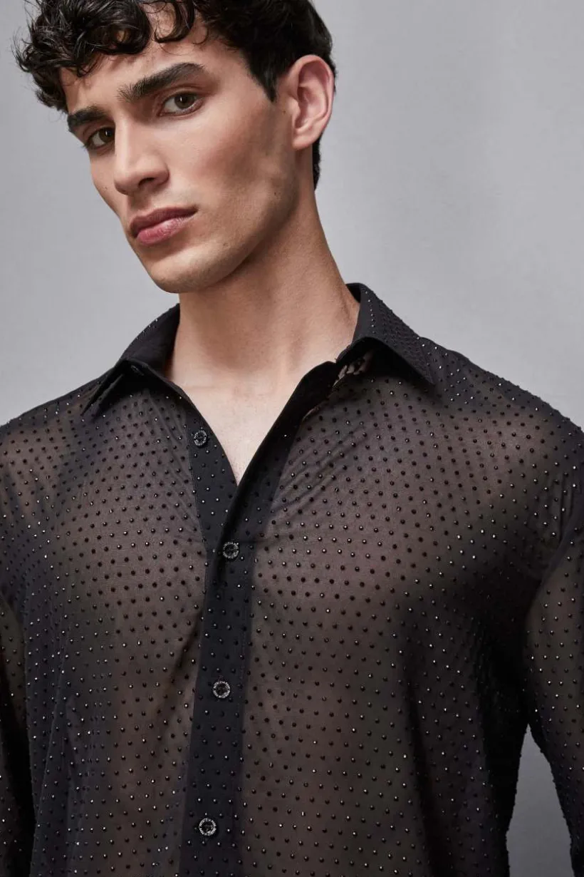 Camicia in voile con strass