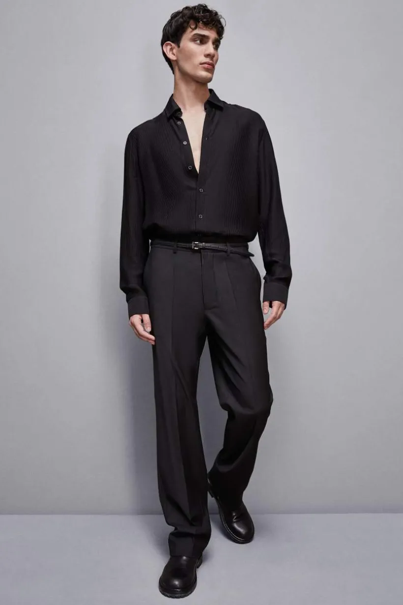 Camicia jacquard in twill di viscosa