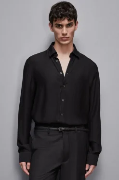 Camicia jacquard in twill di viscosa