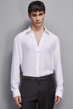 Camicia jacquard in twill di viscosa