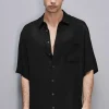 Camicia manica corta in twill di viscosa