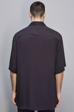 Camicia manica corta in twill di viscosa