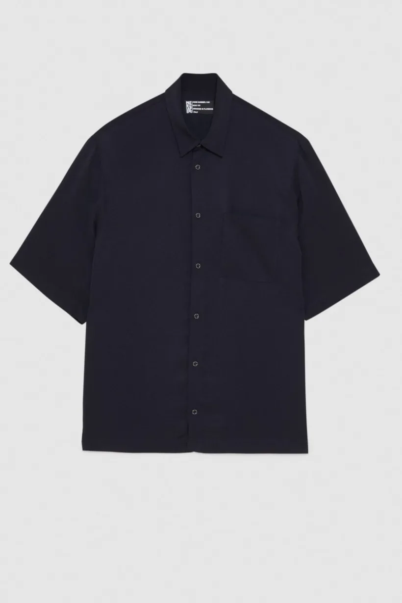 Camicia manica corta in twill di viscosa