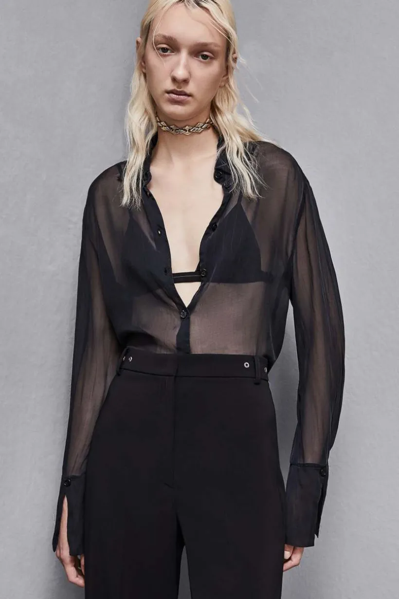 Camicia over in chiffon di seta