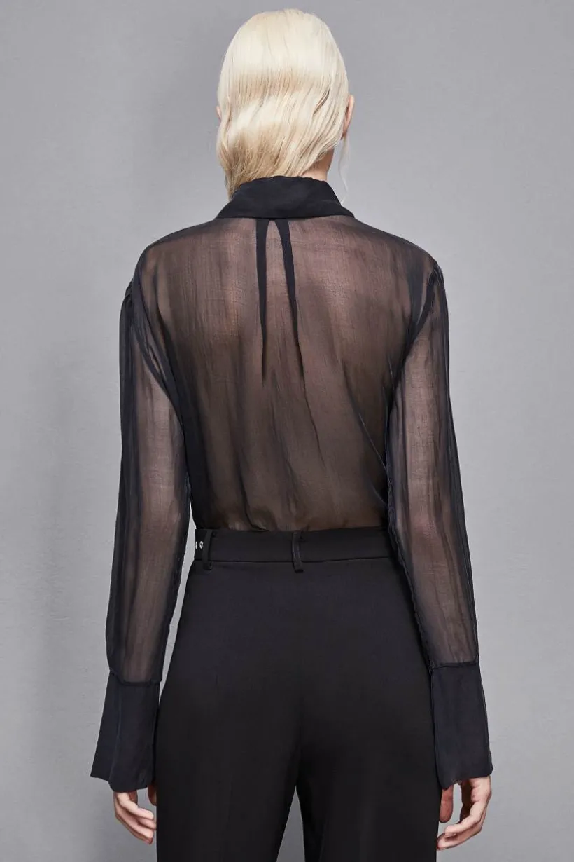 Camicia over in chiffon di seta