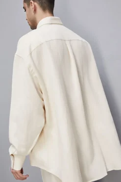 Camicia oversize in lino e viscosa
