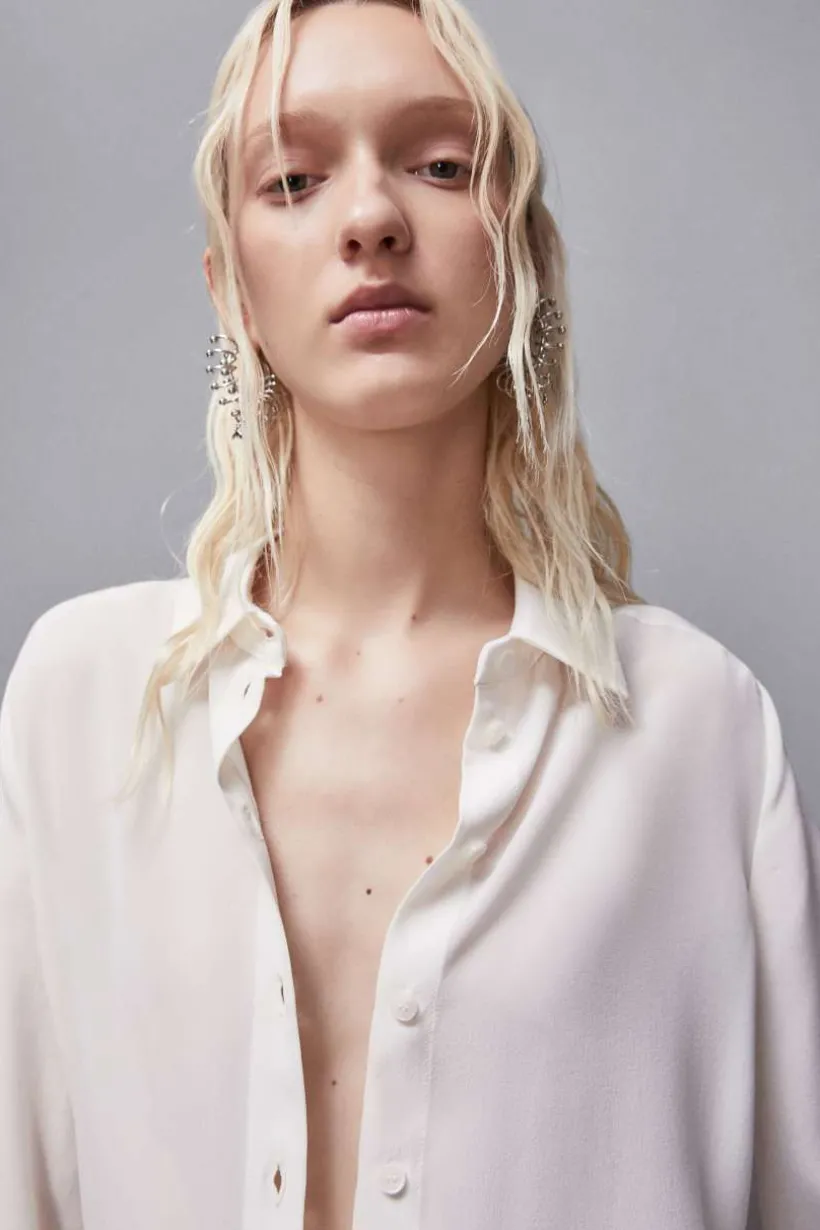 Camicia regular fit in crepe di seta