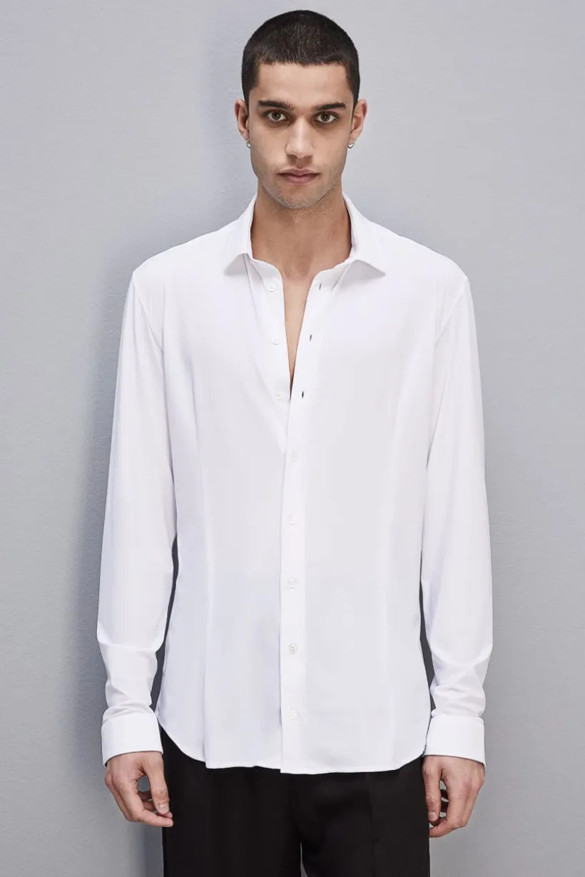 Camicia slim fit in jersey