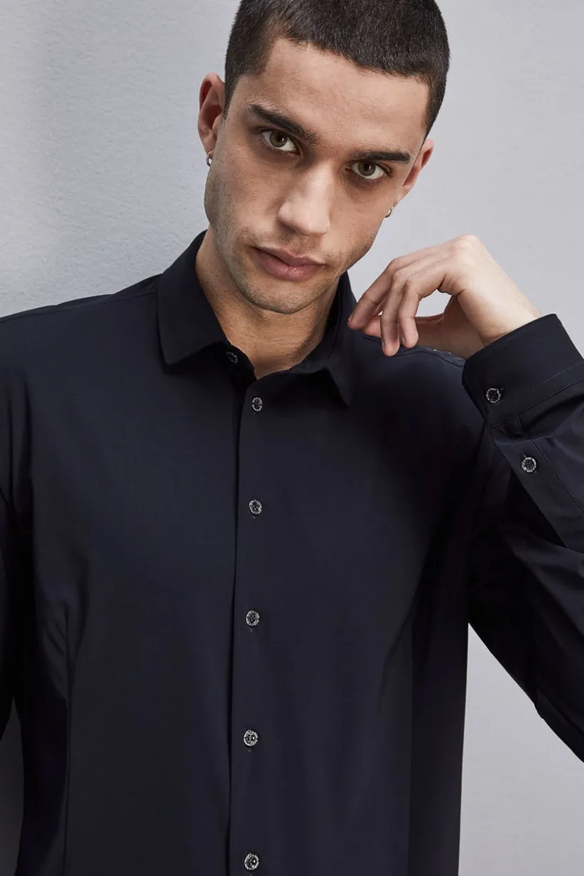 Camicia slim fit in jersey