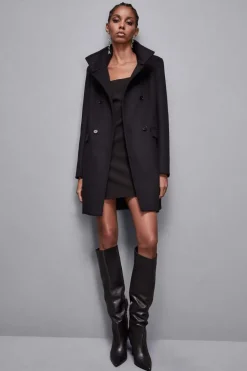 Cappotto collo alto in panno "Essential"