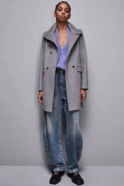 Cappotto collo alto in panno "Essential"