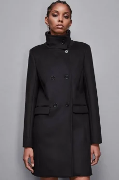 Cappotto collo alto in panno "Essential"