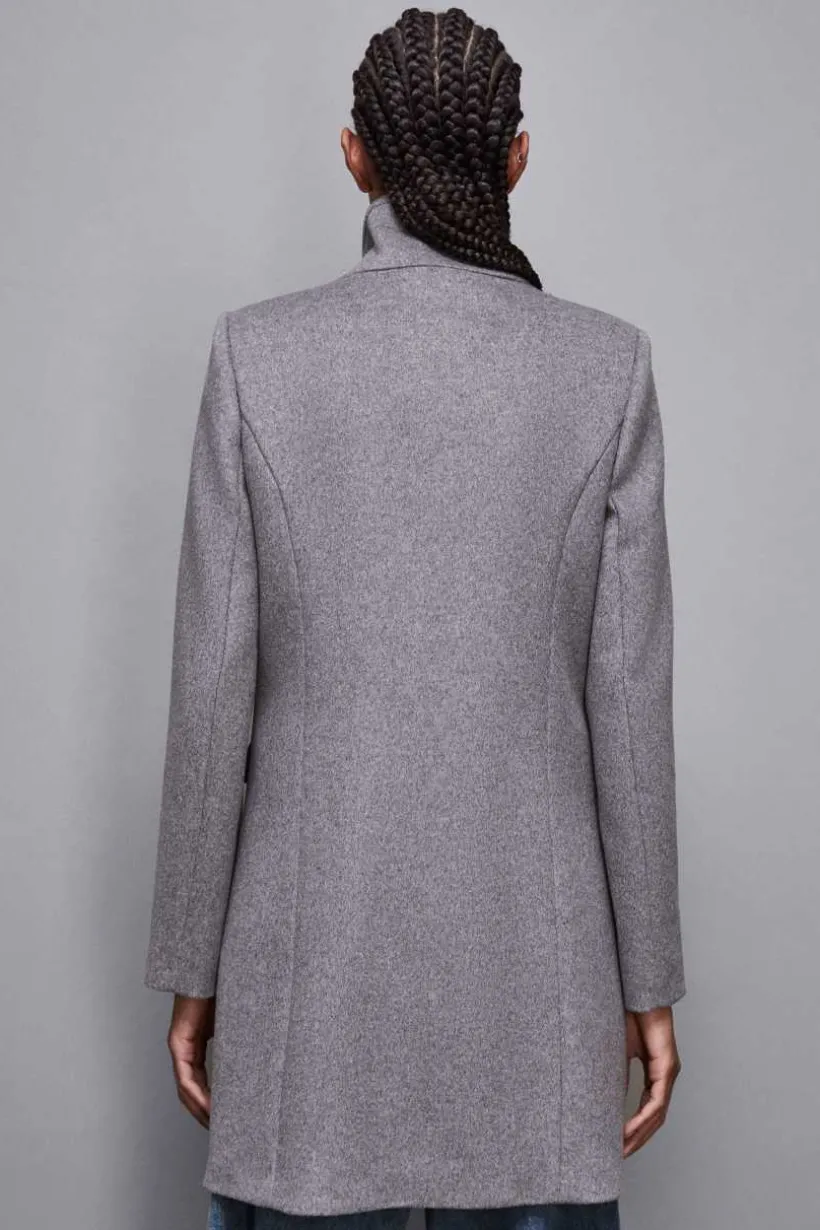 Cappotto collo alto in panno "Essential"