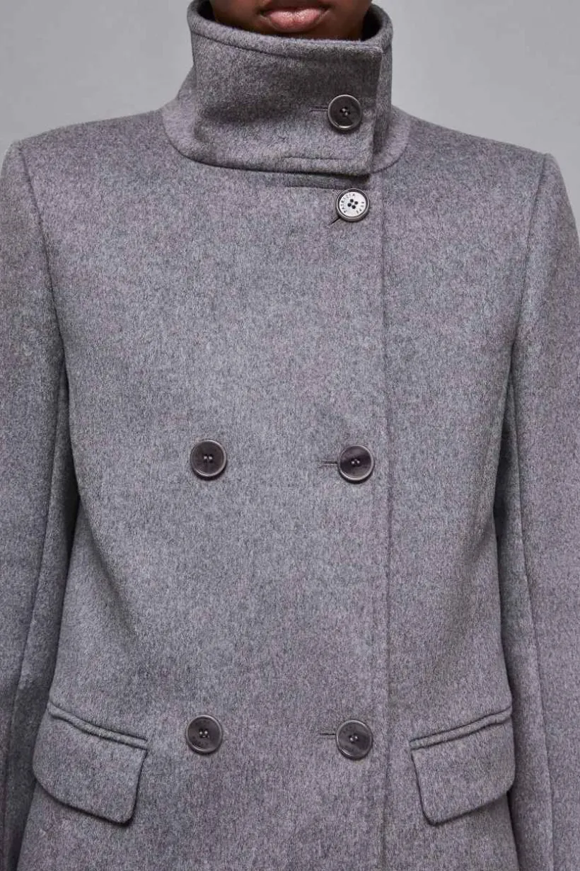 Cappotto collo alto in panno "Essential"