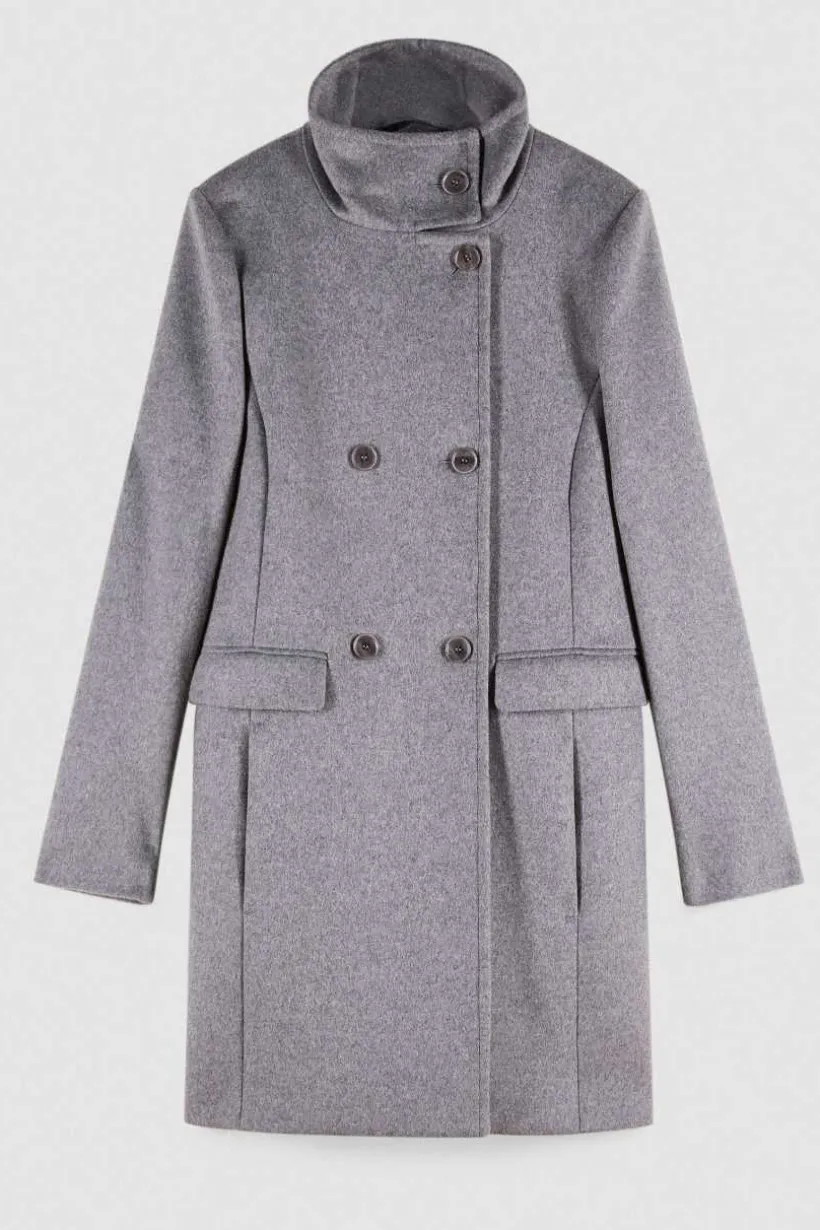 Cappotto collo alto in panno "Essential"