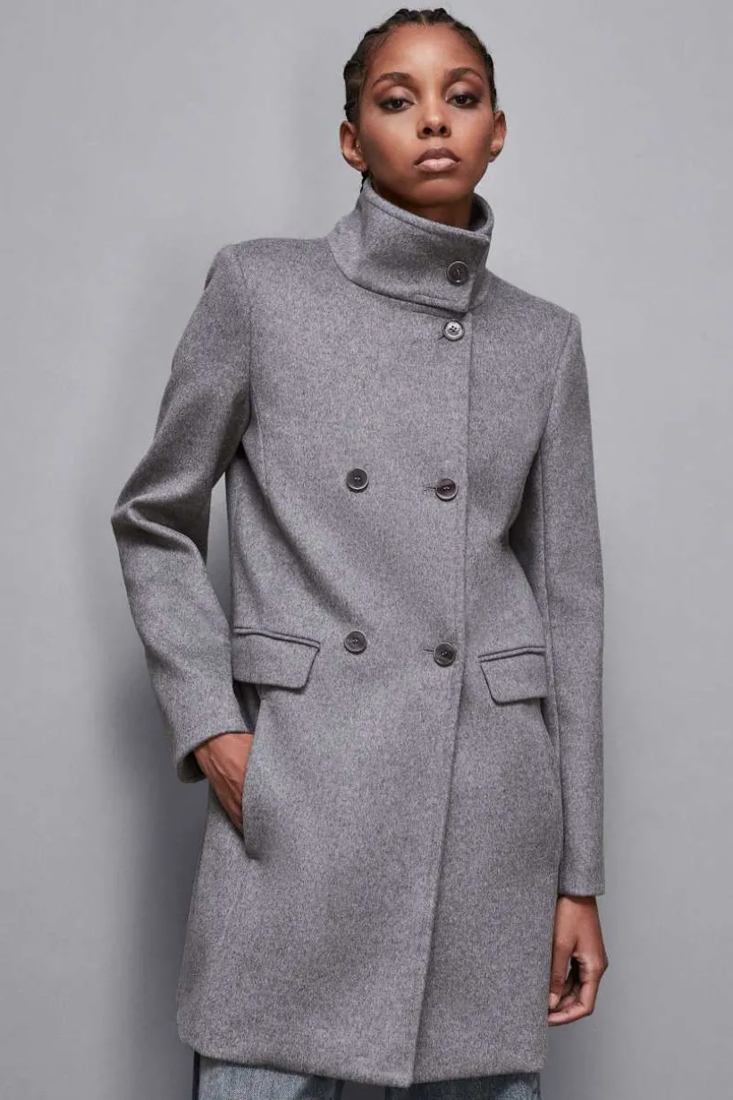 Cappotto collo alto in panno "Essential"