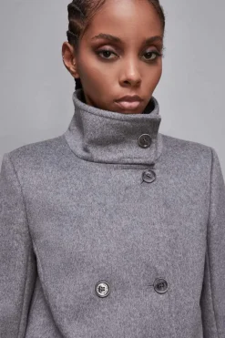 Cappotto collo alto in panno