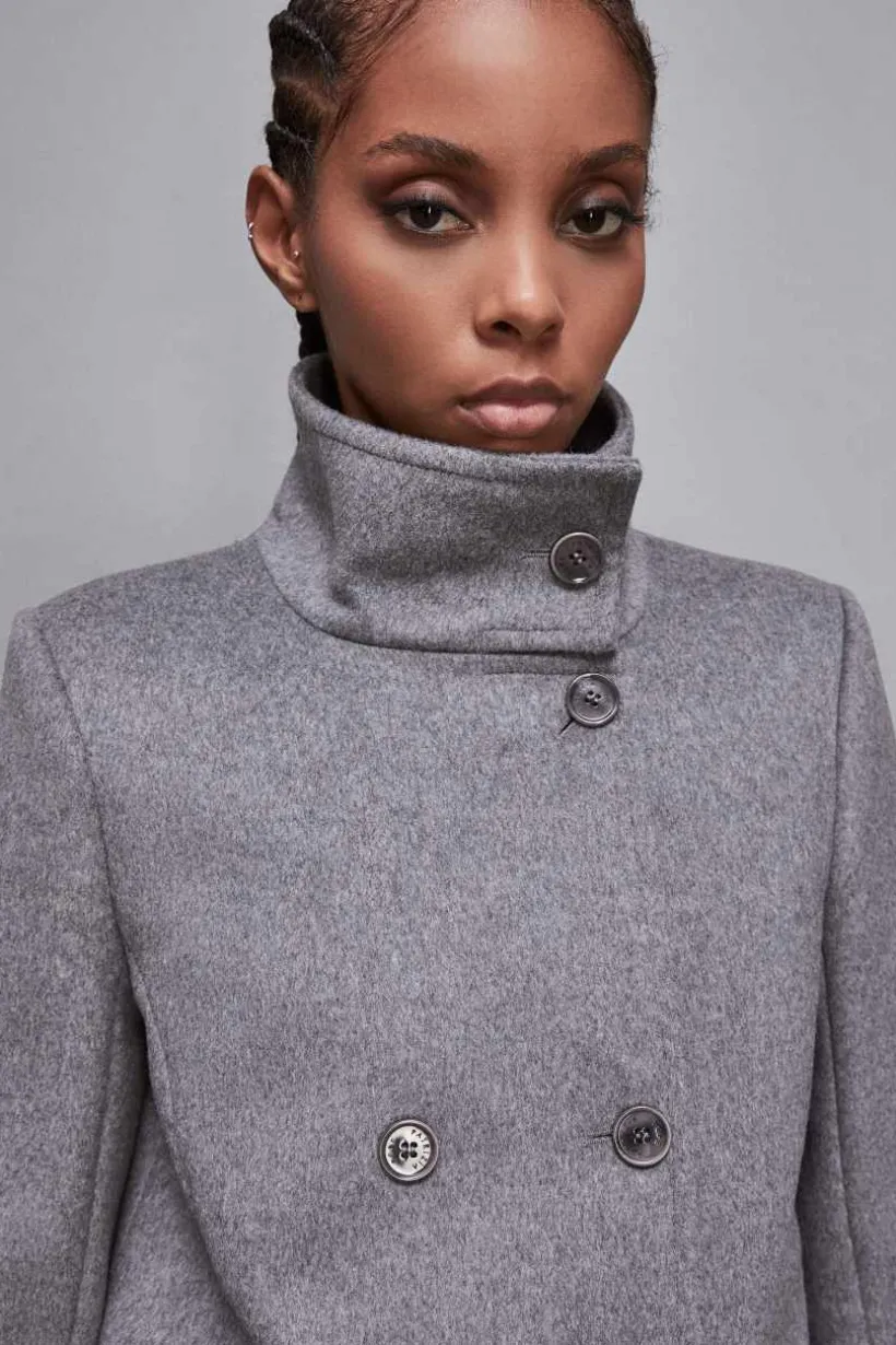 Cappotto collo alto in panno "Essential"
