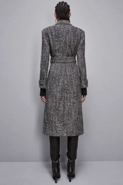Cappotto con cintura in panno