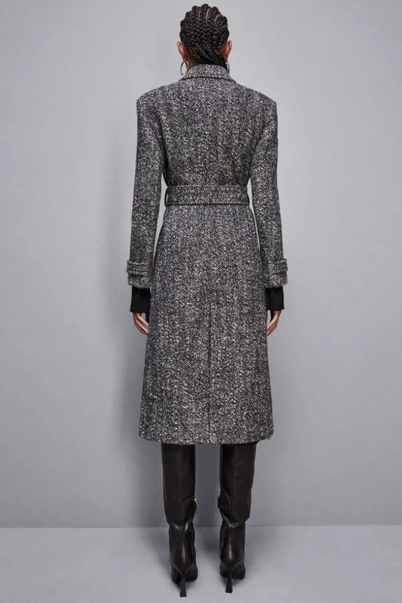 Cappotto con cintura in panno