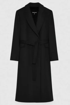 Cappotto con cintura in panno