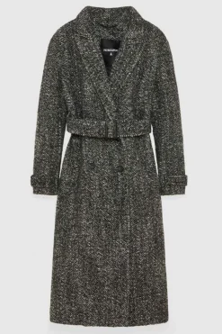 Cappotto con cintura in panno