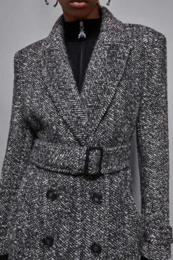 Cappotto con cintura in panno