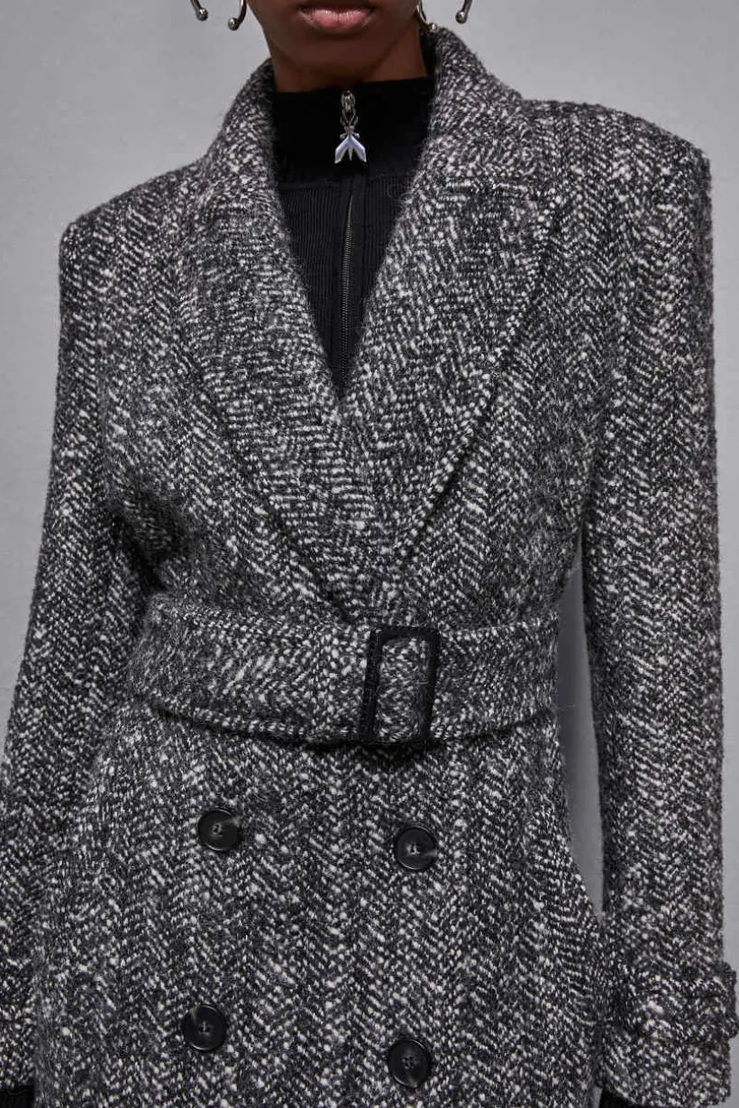 Cappotto con cintura in panno