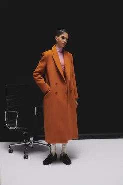 Cappotto lungo doppio petto in panno