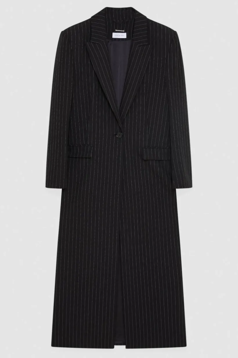 Cappotto lungo gessato in flanella