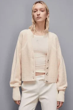 Cardigan a coste in lana