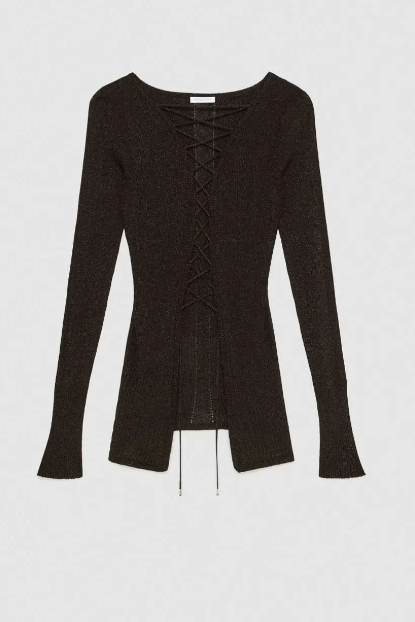Cardigan a costine in lurex Essential