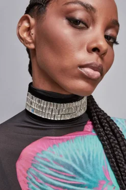 Choker con strass rettangolari