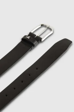 Cintura vita bassa in pelle con fibbia