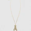 Collana in ottone e vetro con strass
