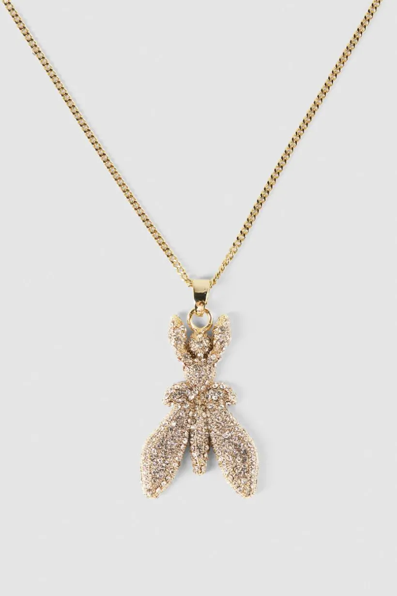 Collana in ottone e vetro con strass