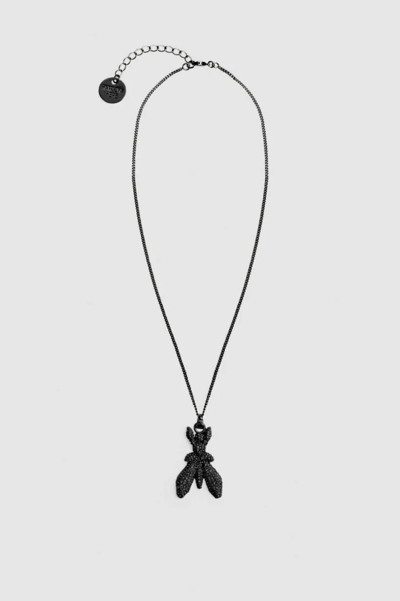 Collana in ottone e vetro con strass
