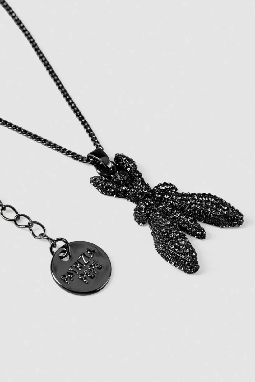 Collana in ottone e vetro con strass